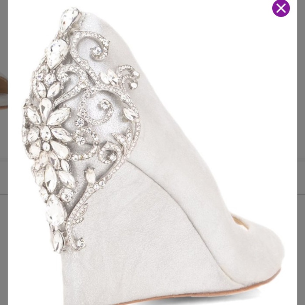 Badgley Mischka Meagan II Peep Toe Wedge, Silver